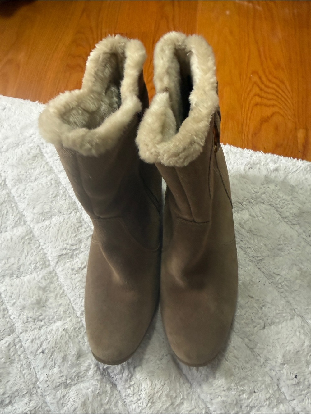 London Fog Taupe Faux-Fur Lined Boots